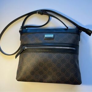 Nine West Elegant Black and Brown Crossbody Bag mid size 10in X 11in
